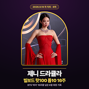 제니 드라큘라, 빌보드 핫100 톱10 16주! BTS 버터 넘은 K팝 최장 기록