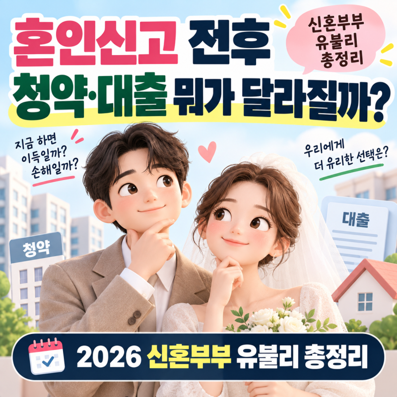 혼인신고 전후 청약·대출 뭐가 달라질까? 2026 신혼부부 유불리 총정리