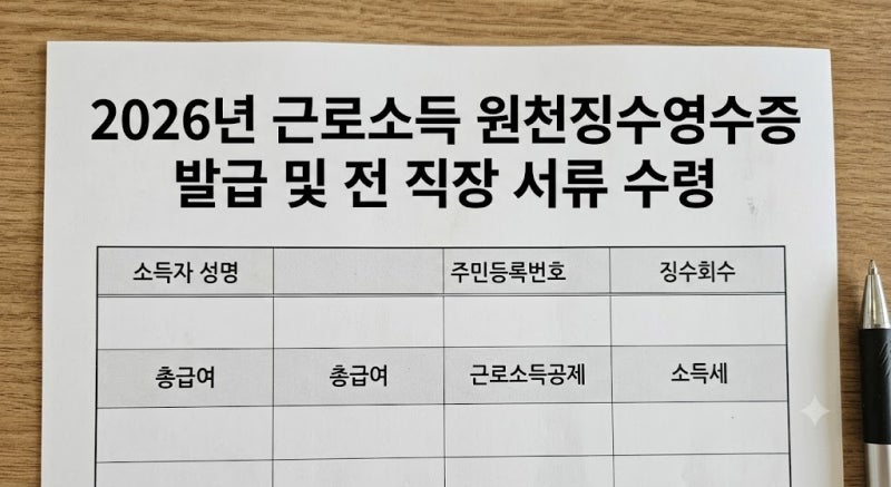 2026년 근로소득 원천징수영수증 발급 및 전 직장 서류 수령