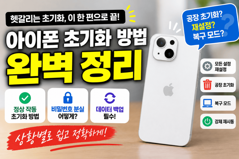 아이폰 초기화 방법 │ 공장 초기화·암호 분실·복구 모드 차이까지