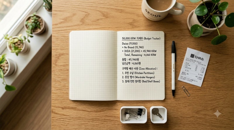 [살림 비용 절약] 다이소 + 노브랜드 + 이케아: 5만원으로 완성하는 한국 아파트 틈새 수납
