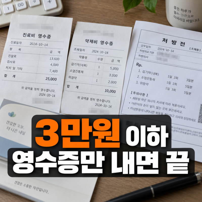실손보험청구서류 3만원 10만원 진료비 세부내역서 기준