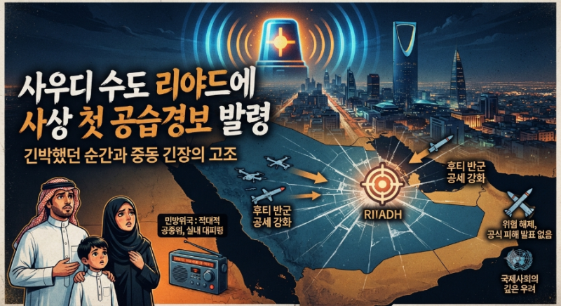 사우디 수도 리야드에 첫 공습경보 발령…