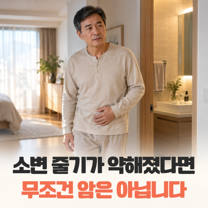“소변 줄기가 약해졌다고 덜컥 겁먹었다면?” 전립선암, 증상만으로 판단하면 안 되는 이유