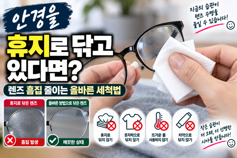 안경을 휴지로 닦고 있다면? 렌즈 흠집 줄이는 올바른 세척법