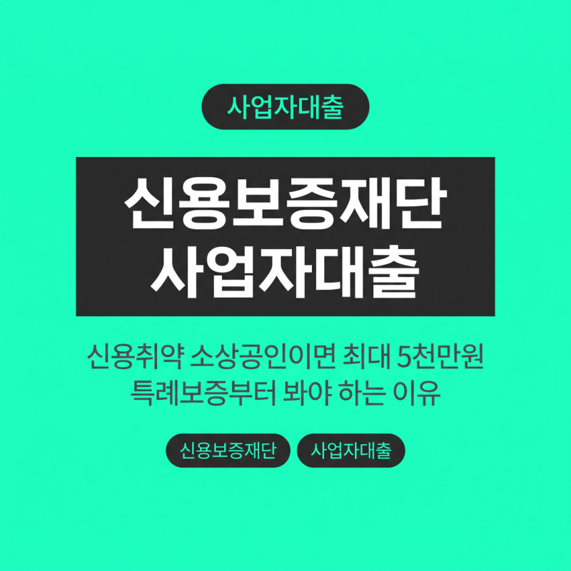 신용보증재단 사업자대출, 신용취약 소상공인이면 최대 5천만원 특례보증부터 봐야 하는 이....