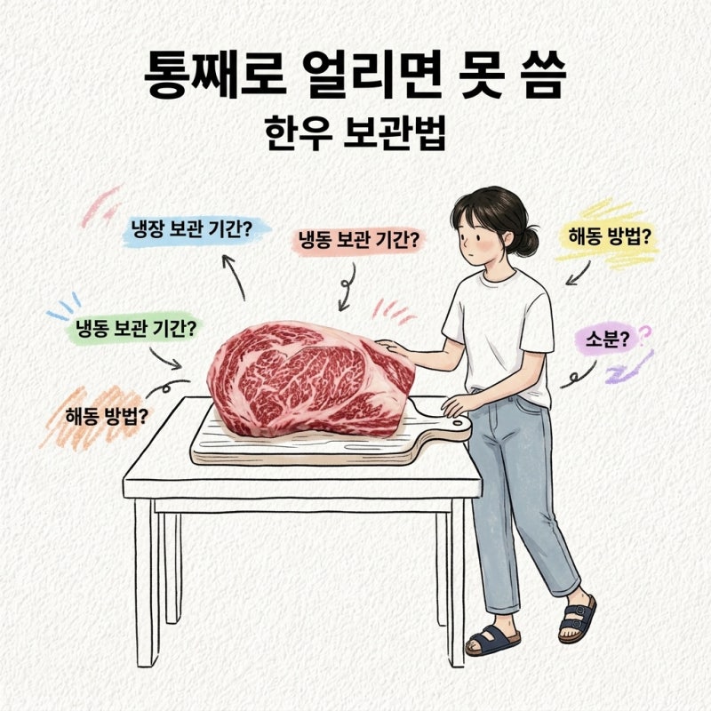 통째로 얼리면 못 씀 한우 보관법 냉장 보관 기간 냉동 보관 기간 해동 소분