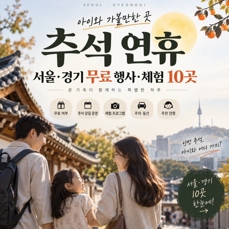 추석 연휴 서울 경기 무료 행사·체험｜아이와 가볼만한곳 10곳 총정리