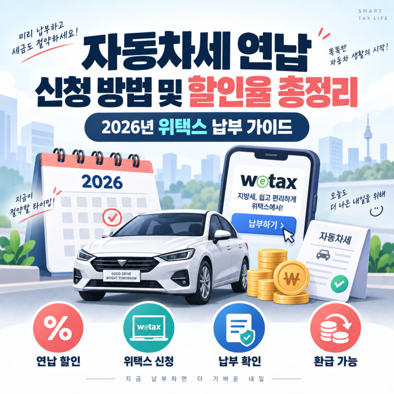 자동차세 연납 신청 방법 및 할인율 총정리｜2026년 위택스 납부 가이드