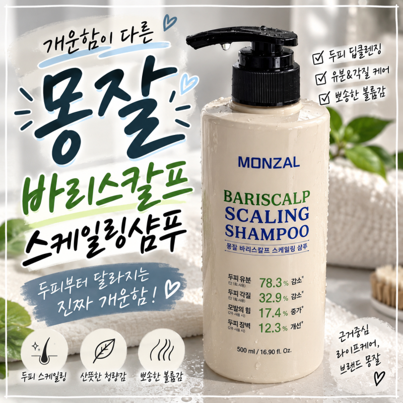 몽잘 바리스칼프 스케일링샴푸 두피가 개운했던 스케일링샴푸 사용후기
