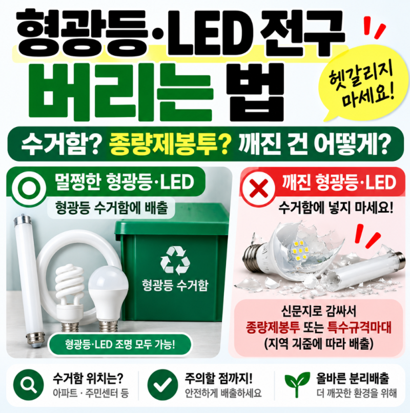 형광등 버리는 법｜LED 전구도 수거함? 깨진 형광등 분리수거 총정리