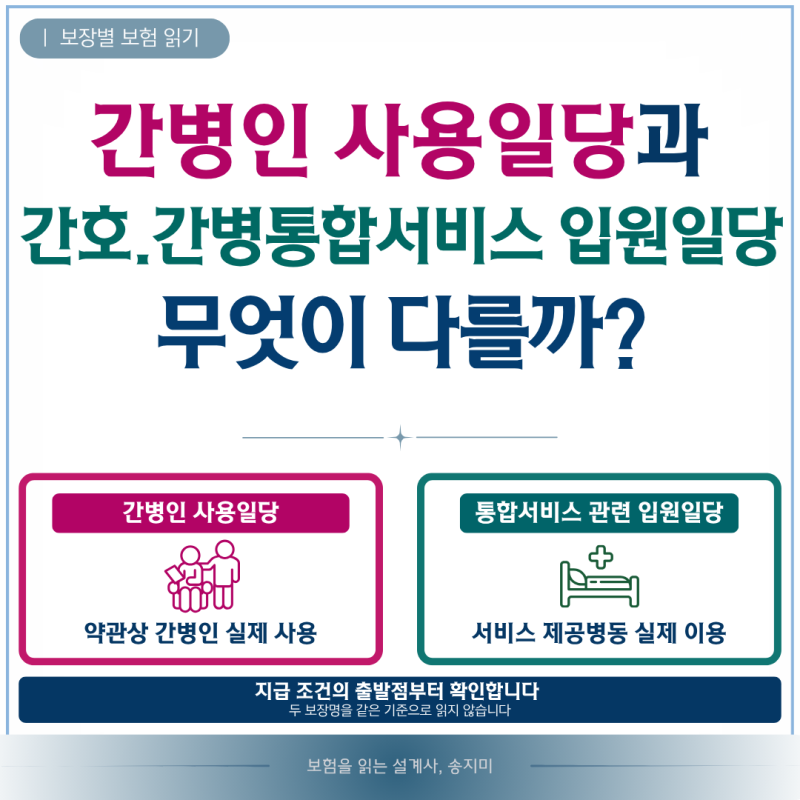 간병인 사용일당과 간호·간병통합서비스 입원일당은 무엇이 다를까?