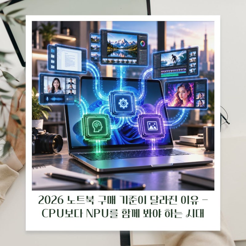 [AI PC 시리즈 2-1편] 2026 노트북 구매 기준이 달라진 이유 - CPU보다 NPU를 함께 봐야 하는 시대