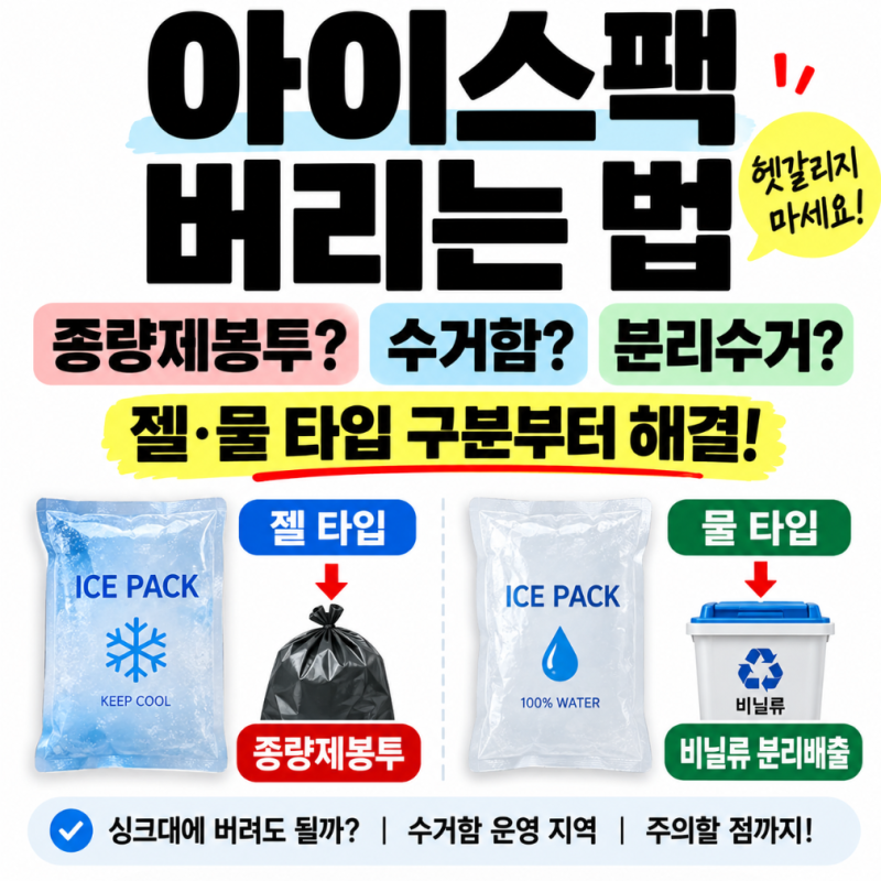 아이스팩 버리는 법｜젤·물 타입 구분, 종량제봉투? 수거함? 분리수거 총정리