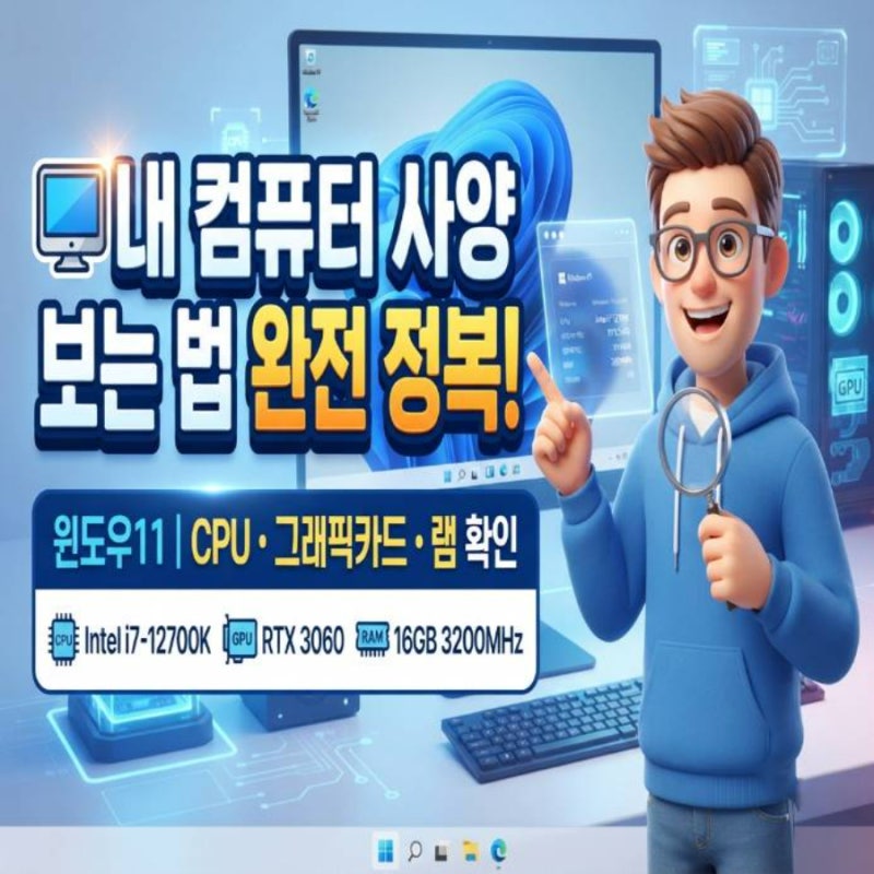 내 컴퓨터 사양 보는법 윈도우11 CPU 그래픽카드 램 확인 방법