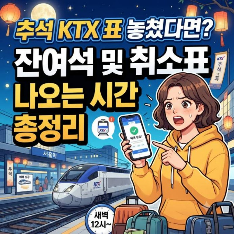 추석 KTX 표 놓쳤다면? 잔여석 및 취소표 나오는 시간 총정리