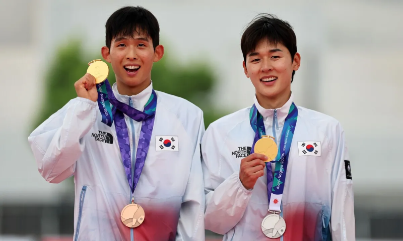 한국 우승했는데 "중국"으로 호명? 아시안게임 또 황당 실수…전웅태 금메달 빛났다