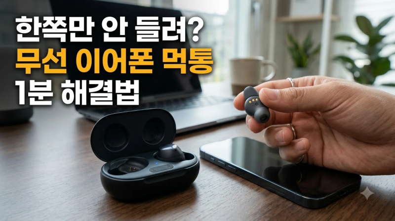 "고장 난 줄 알고 버릴 뻔!" 무선 이어폰 한쪽만 들림·연결 안 됨 1분 해결법: 갤럭시 버즈·에....