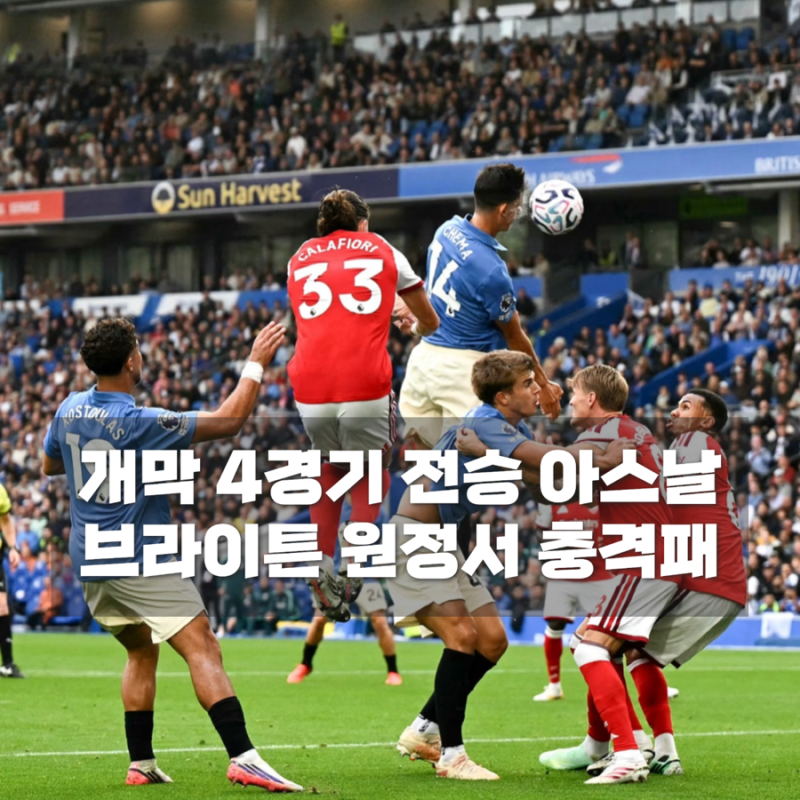아스날 브라이튼에 0-3 충격패, 개막 4연승 팀이 왜 이렇게 무너졌나
