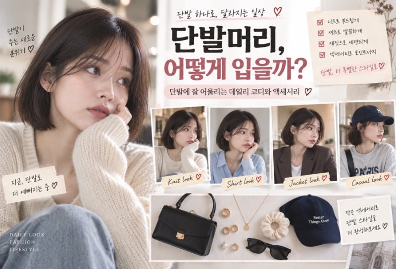아이유 단발 스타일에 어울리는 데일리 코디 액세서리 추천