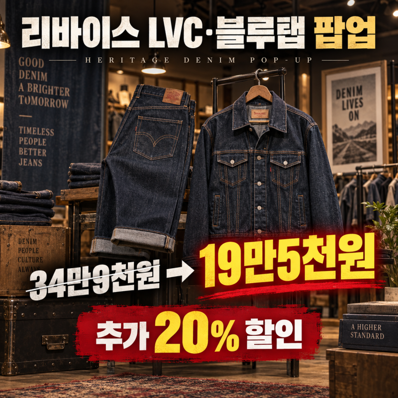 리바이스 34만9천원 데님이 19만5천원, LVC·블루탭 아울렛 최초 팝업