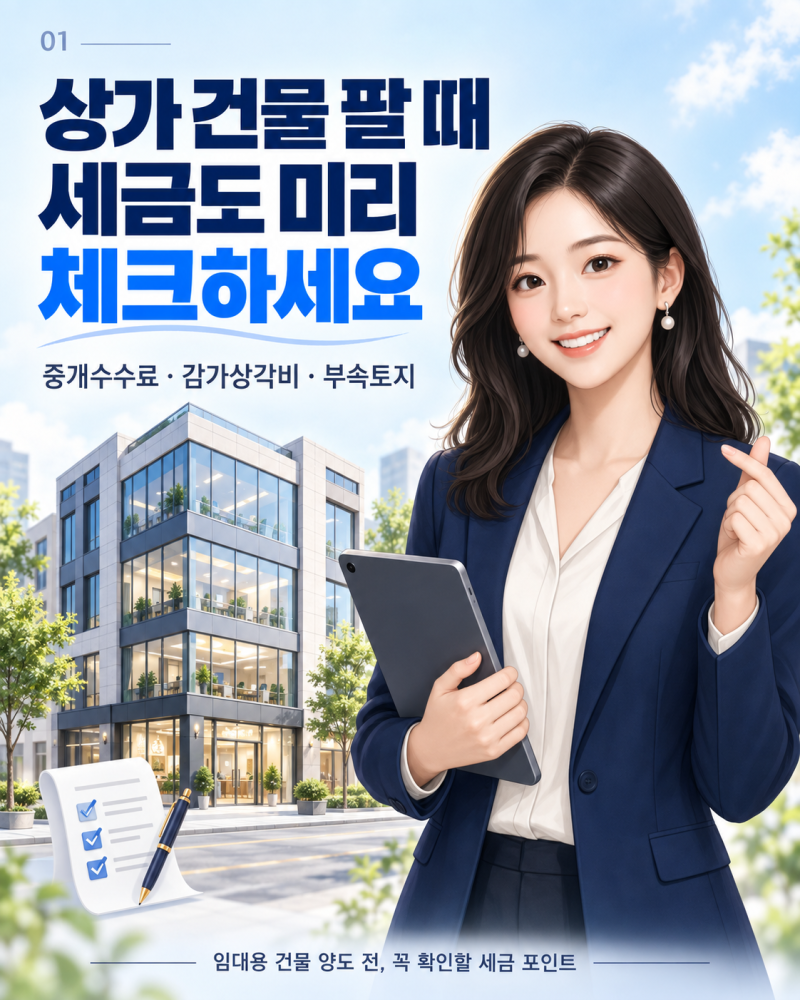 [신림 세무사] 상가 건물 양도 시 세금, 중개수수료·감가상각비 6가지 체크
