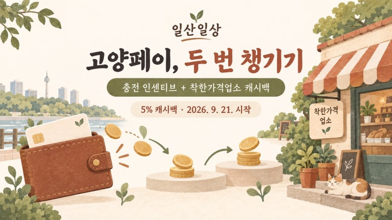 고양페이 5% 캐시백 9월 21일 시작, 충전 인센티브와 함께 챙기기