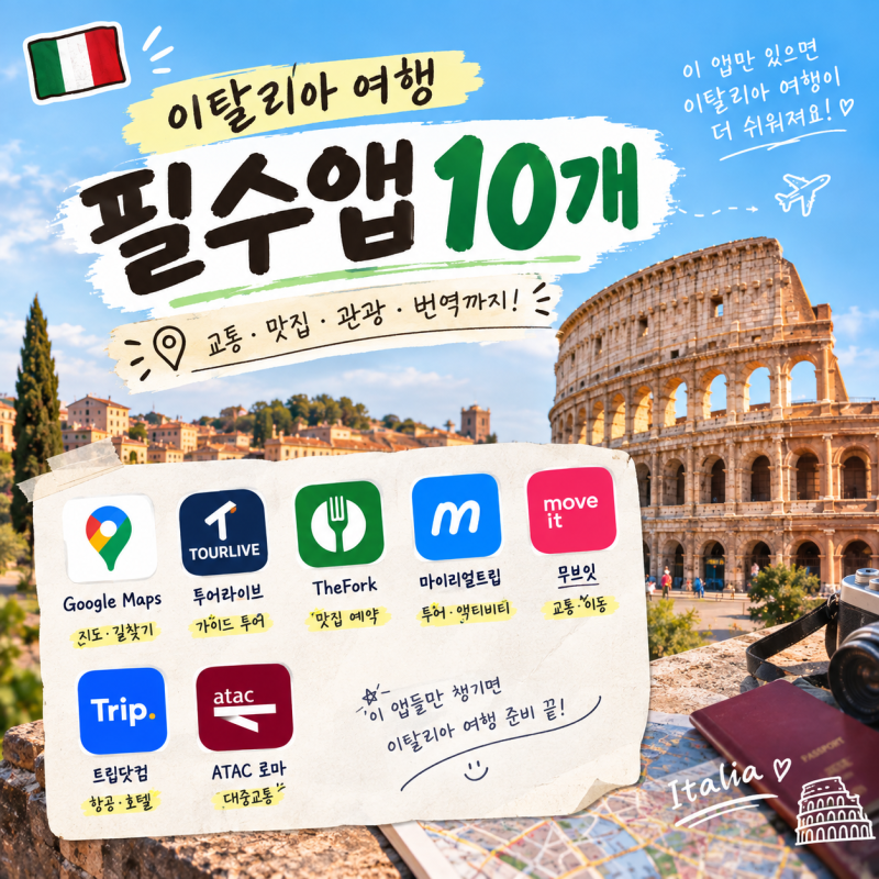 이탈리아 여행 필수 앱 10개｜여행 전에 꼭 다운로드하세요