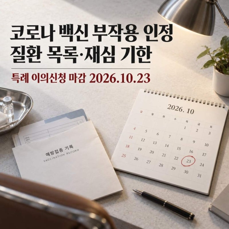 코로나 백신 부작용 인정, 질환 목록과 특례 이의신청 기한