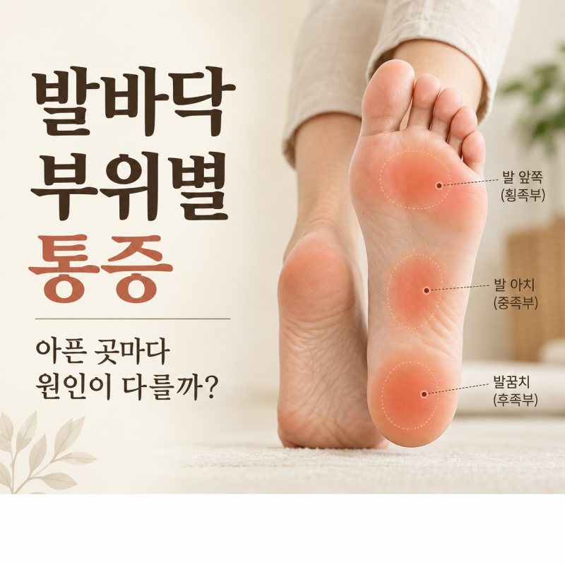 발바닥 부위별 통증, 뒤꿈치·앞꿈치·아치가 아플 때 원인이 다를까요?