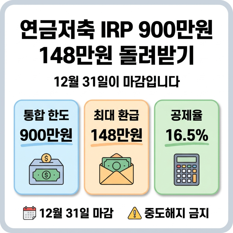 연금저축펀드와 IRP 900만원: 세액공제 148만원 받는 방법
