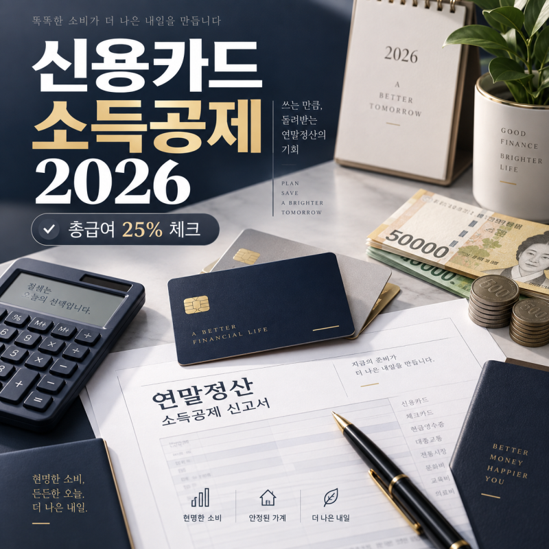신용카드 소득공제 2026, 총급여 25% 넘었다면 체크카드 언제부터 유리할까?
