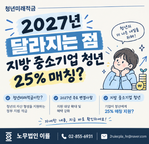 청년미래적금 2027년 달라지는 점｜지방 중소기업 청년 25% 매칭?