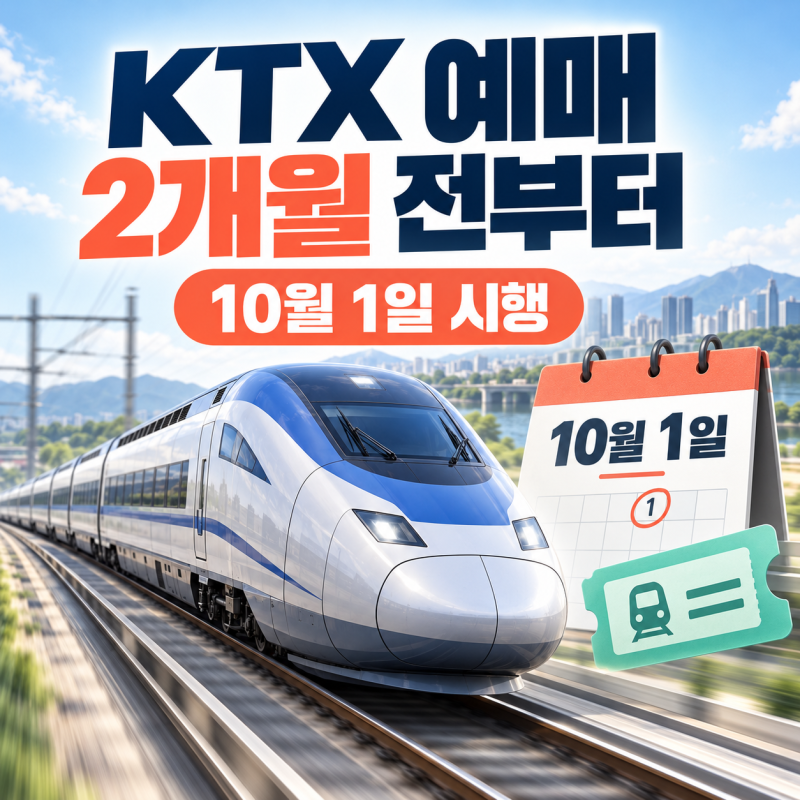 KTX 표 언제부터 예매할 수 있나? 10월부터 출발 2개월 전으로 확대