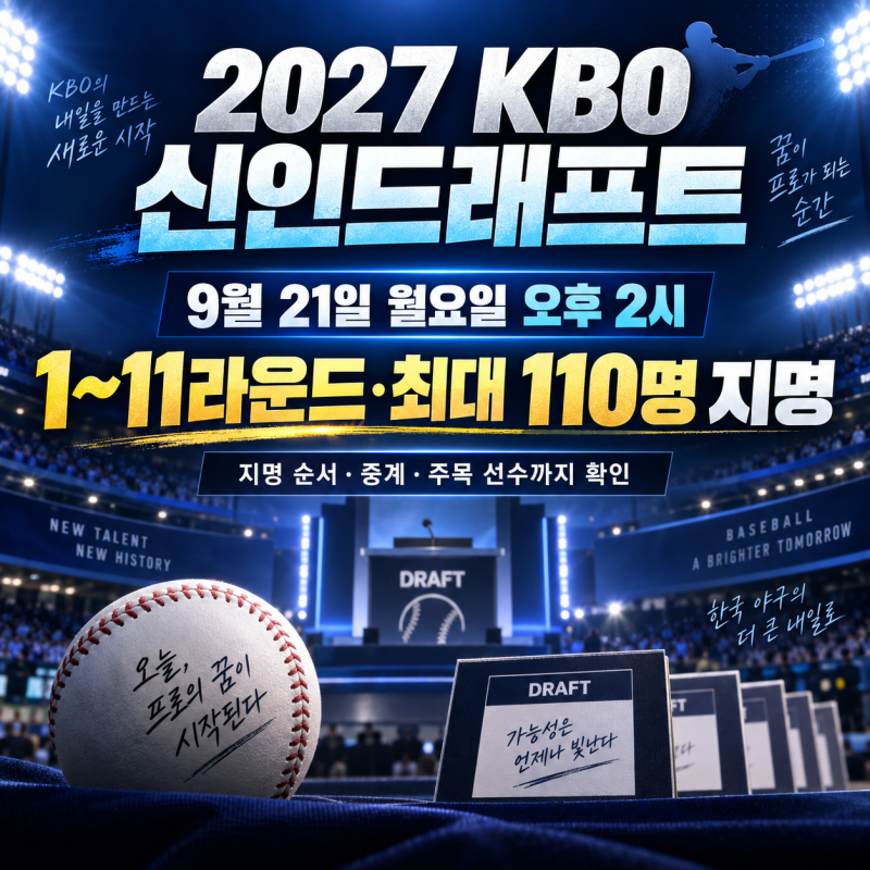 ⚾ 2027 KBO 신인드래프트 일정 9월 21일｜지명 순서·중계·주목 선수 총정리