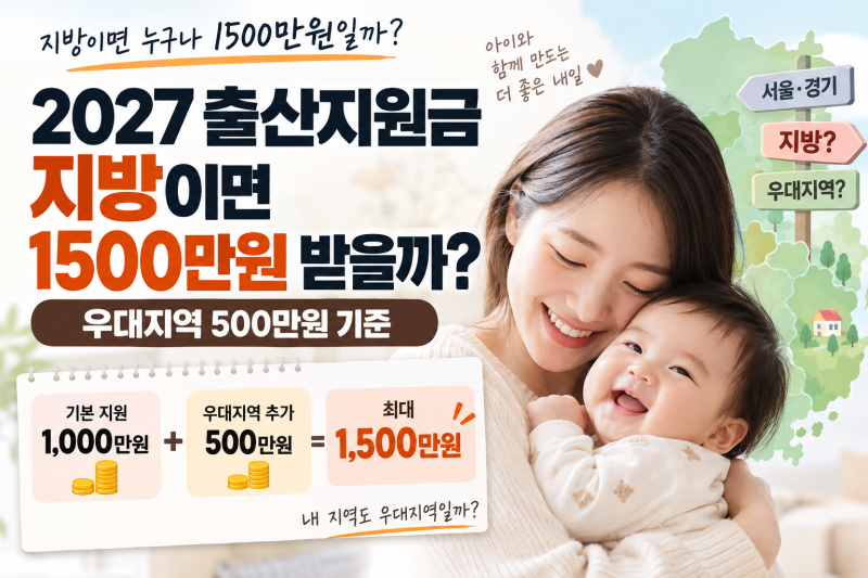 2027 출산지원금 지방이면 1500만원 받을까?｜우대지역 500만원 기준