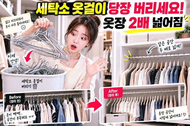 세탁소 옷걸이 당장 버리세요! 옷장 2배 넓어짐