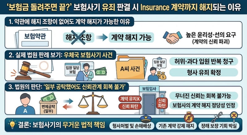 [보험정보] "보험금 돌려주면 끝?" 보험사기 유죄 판결시 보험계약까지 해지되는 이유