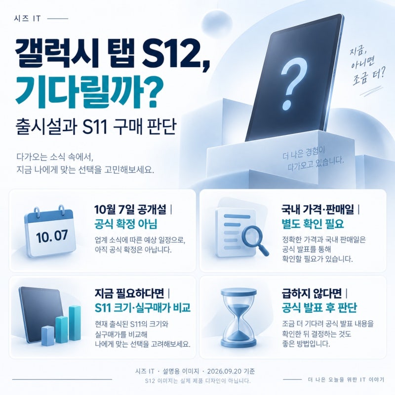갤럭시 탭 S12 기다릴까? 출시설에 S11 구매가 고민된다면