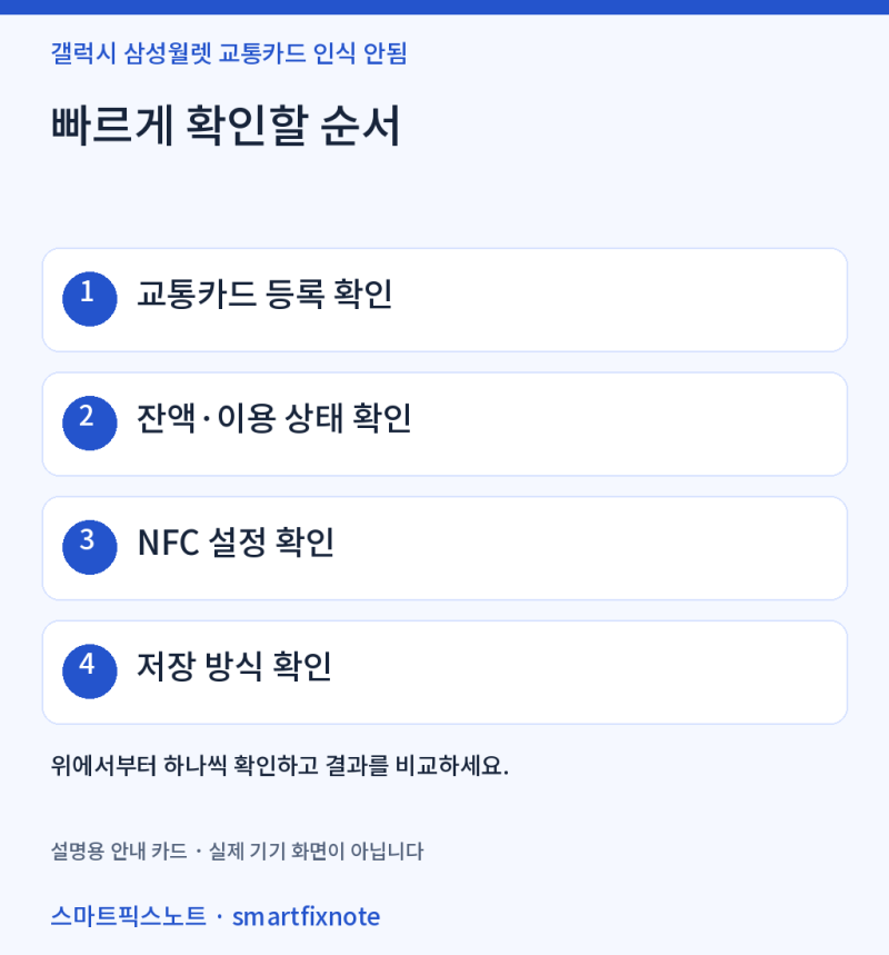 갤럭시 삼성월렛 교통카드 인식 안됨? 결제 전 확인할 설정