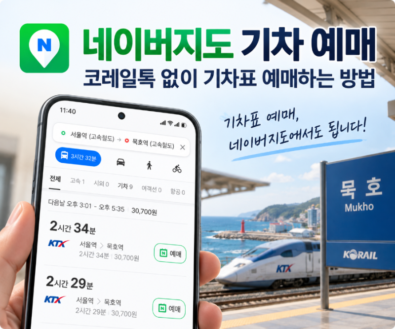 네이버지도 기차 예매, 코레일톡 없이 기차표 예매하는 방법