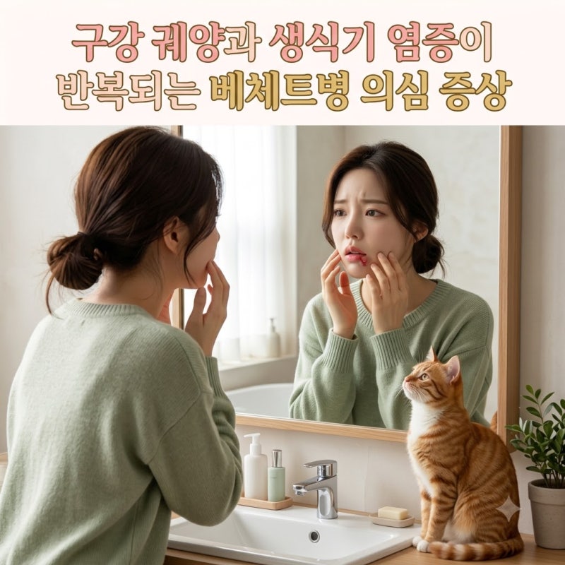 구강 궤양과 생식기 염증이 반복되는 베체트병 의심 증상