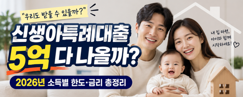 신생아특례대출 5억 다 나올까? 2026년 소득별 한도·금리 총정리
