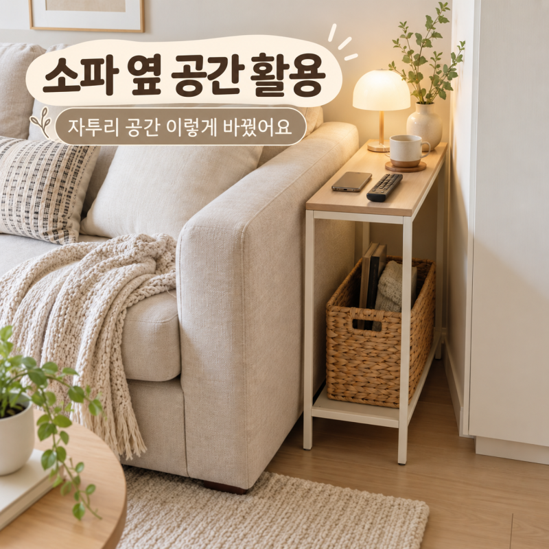 소파 옆 공간 활용, 자투리 공간 수납 이렇게 바꿨어요
