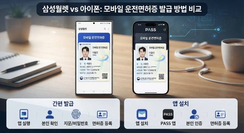 모바일 운전면허증 발급방법 삼성월렛 아이폰 비교 완벽정리