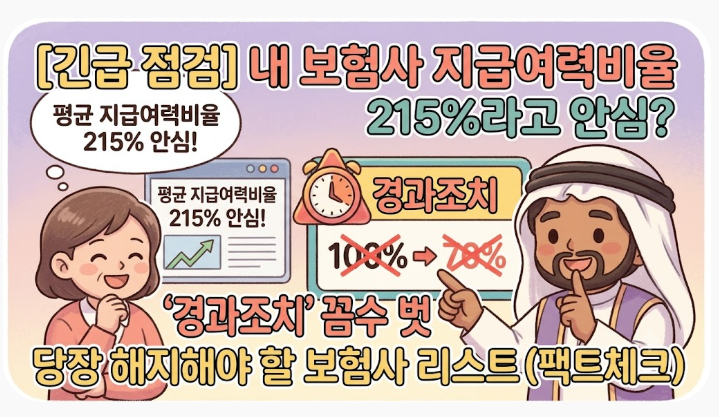[긴급 점검] 내 보험사 지급여력비율 215%라고 안심? '경과조치' 꼼수 벗기면 당장 해지해야 할....