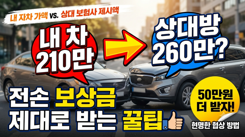내 자차 가액은 210만 원인데 상대 보험사는 260만 원? 전손 보상금 제대로 받는 꿀팁