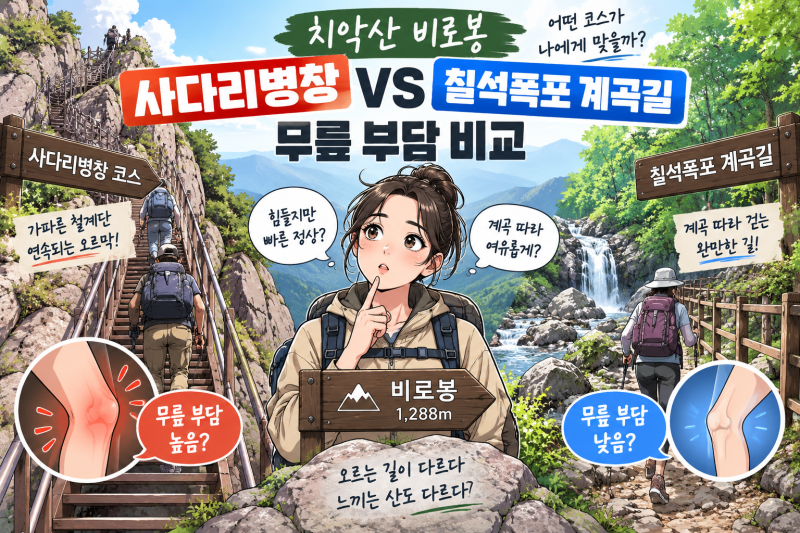 치악산 비로봉 미륵불탑 코스 사다리병창 vs 칠석폭포 무릎 비교