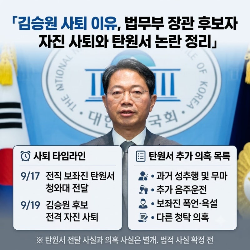 김승원 사퇴 이유, 법무부 장관 후보자 자진 사퇴와 탄원서 논란 정리