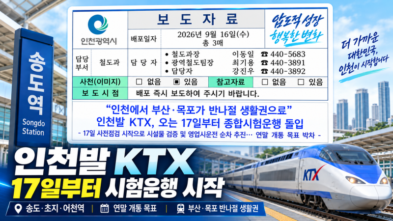 인천발 KTX 시험운행 시작｜송도·초지·어천역, 연말 개통 가능할까?